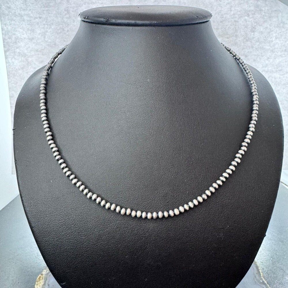Sterling Silver Southwestern Style 3 Mm Navajo Pearl Beads 18"-20" Necklace